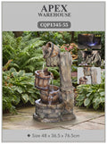 Rustic Wooden Bucket Outdoor Waterfall Fountain with LED Lights