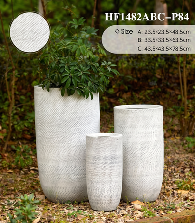 The Textured Pillar Series | Tall Pebble-Grain U-Shape Planters