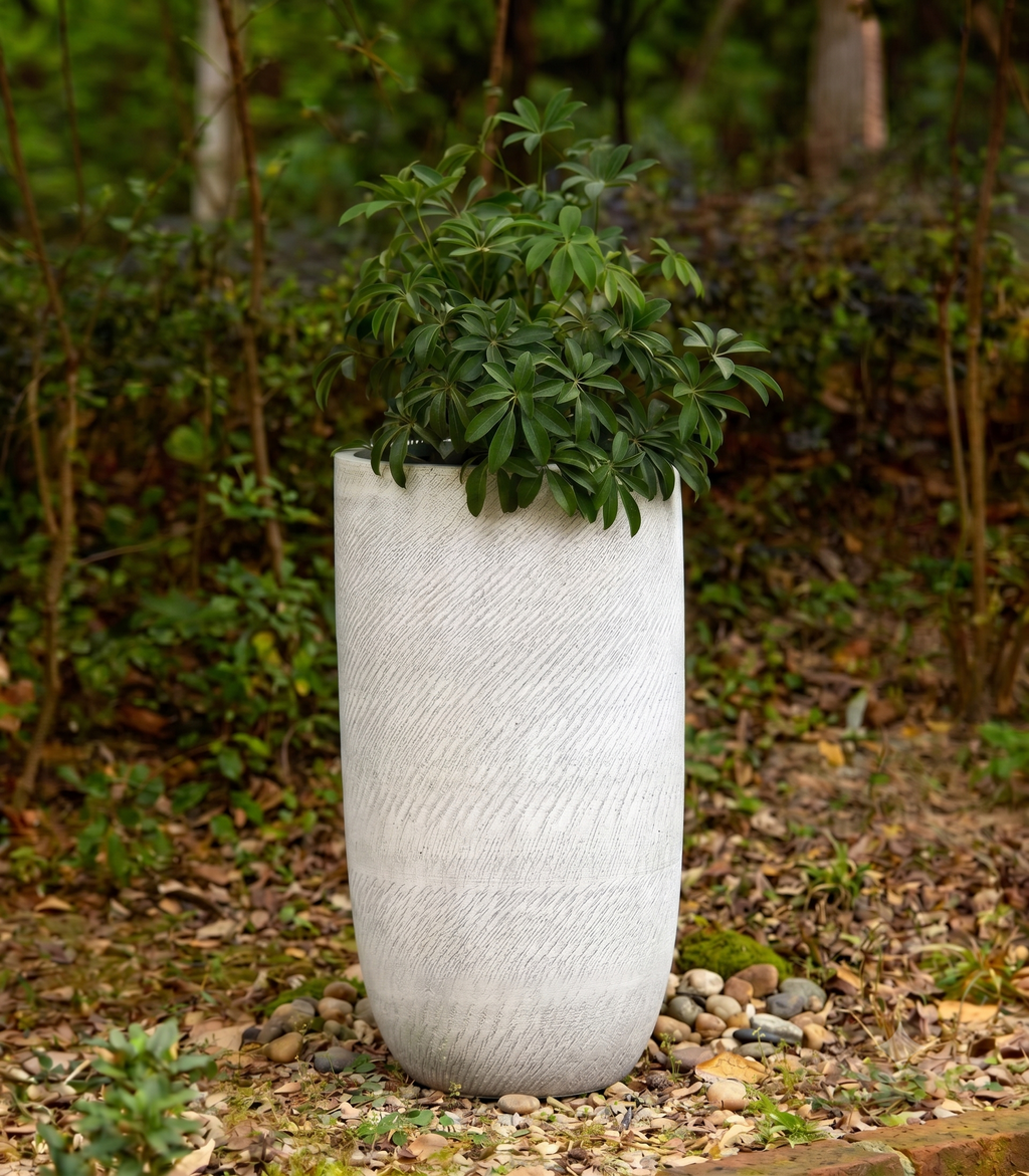 The Textured Pillar Series | Tall Pebble-Grain U-Shape Planters