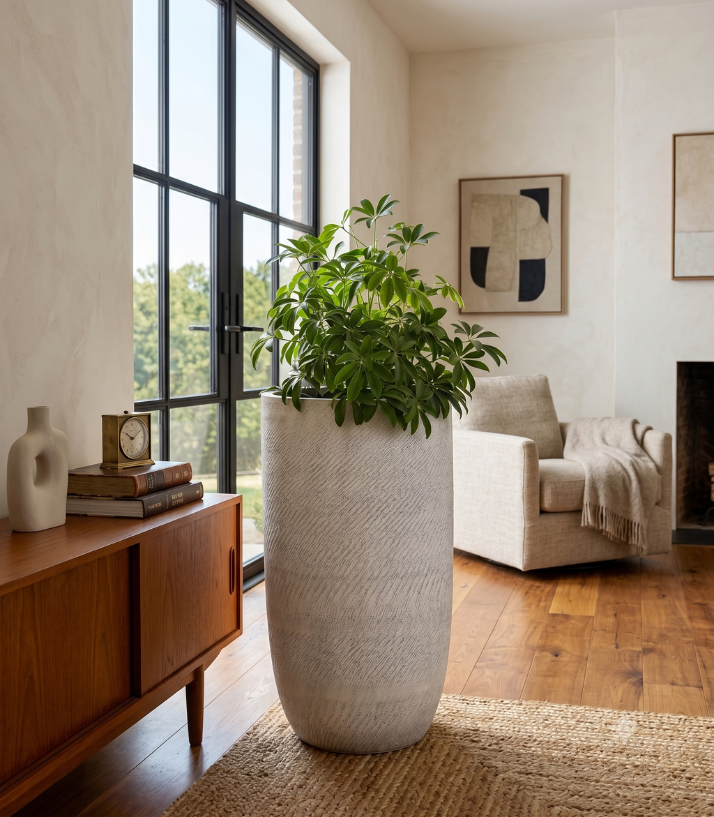 The Textured Pillar Series | Tall Pebble-Grain U-Shape Planters