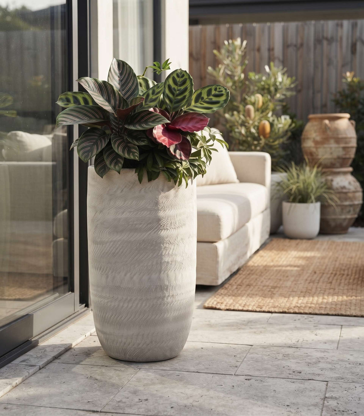 The Textured Pillar Series | Tall Pebble Grain Planters Pots