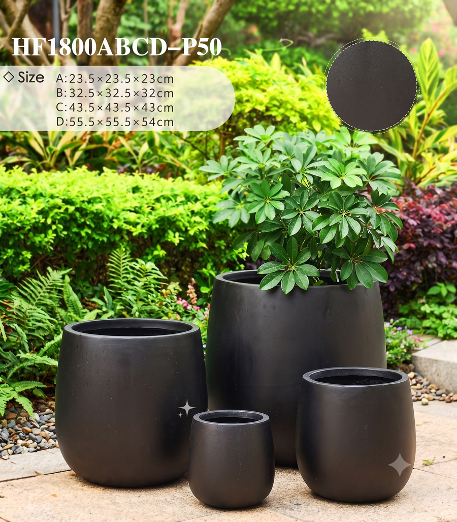 The Tapered Series | Onyx Black Cone-Shape Planters