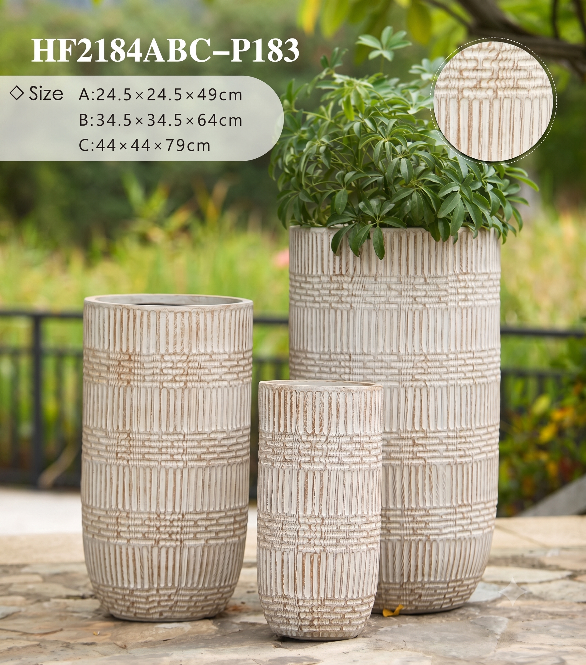 The Mosaic Series | Tall Geometric Textured U-Shape Planters
