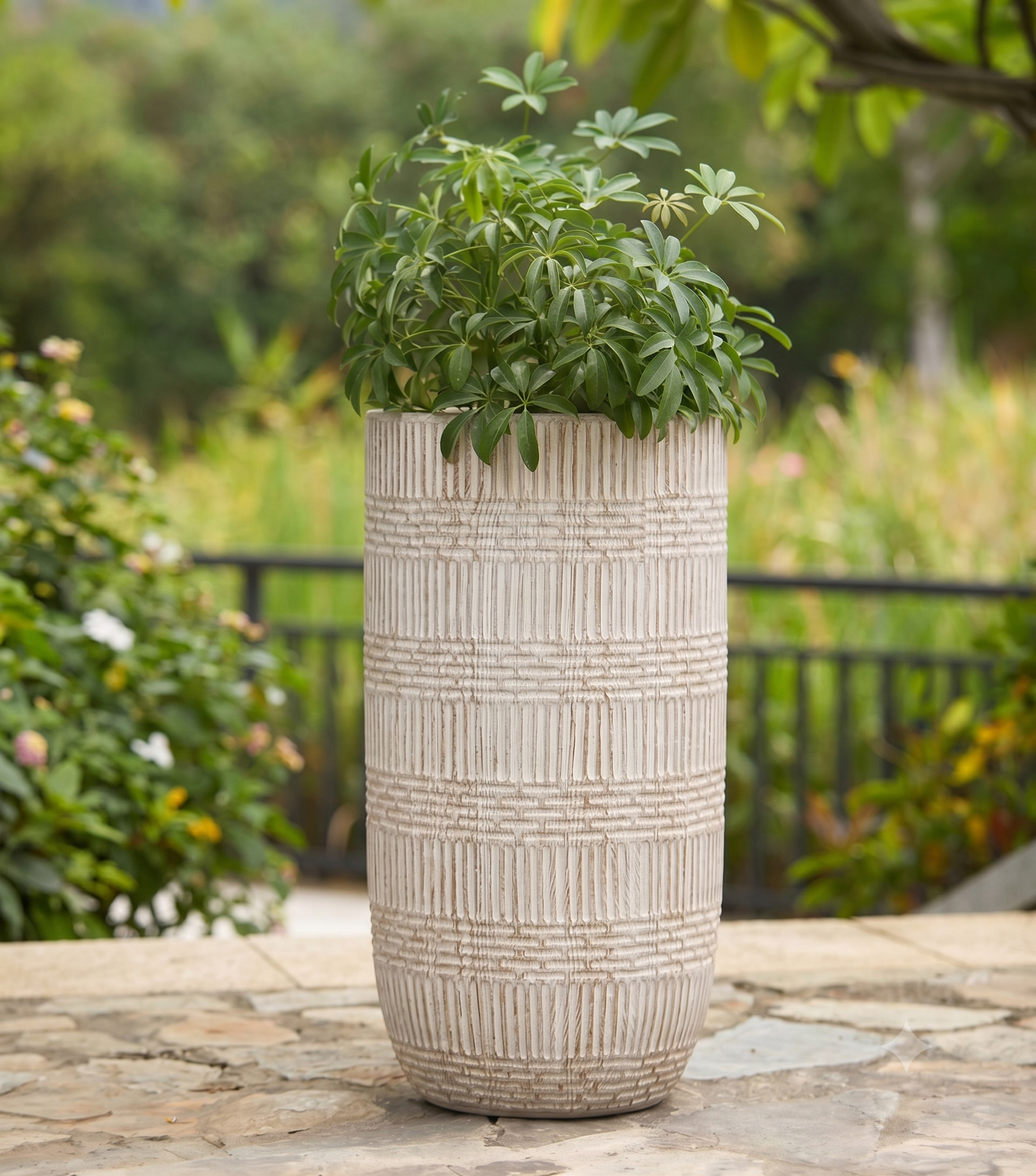 The Mosaic Series | Tall Geometric Textured U-Shape Planters