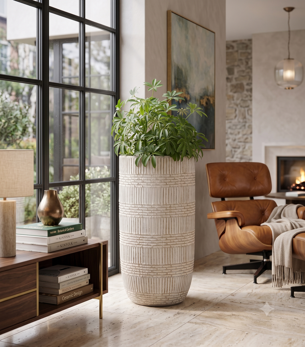 The Mosaic Series | Tall Geometric Textured U-Shape Planters
