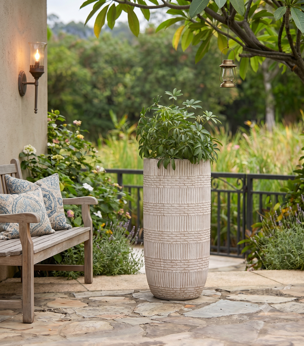 The Mosaic Series | Tall Geometric Textured U-Shape Planters