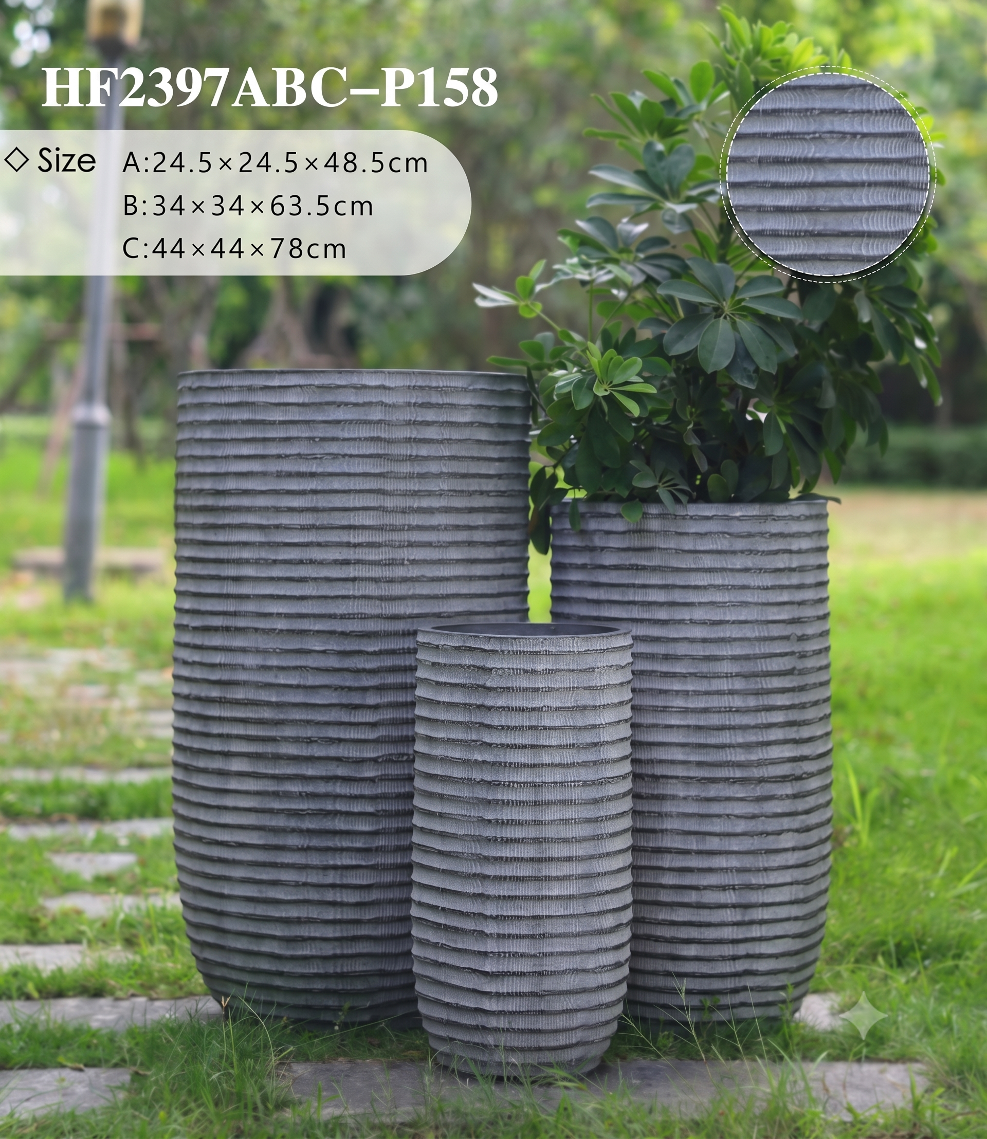 The Horizon Series | Tall Ribbed U-Shape Planters
