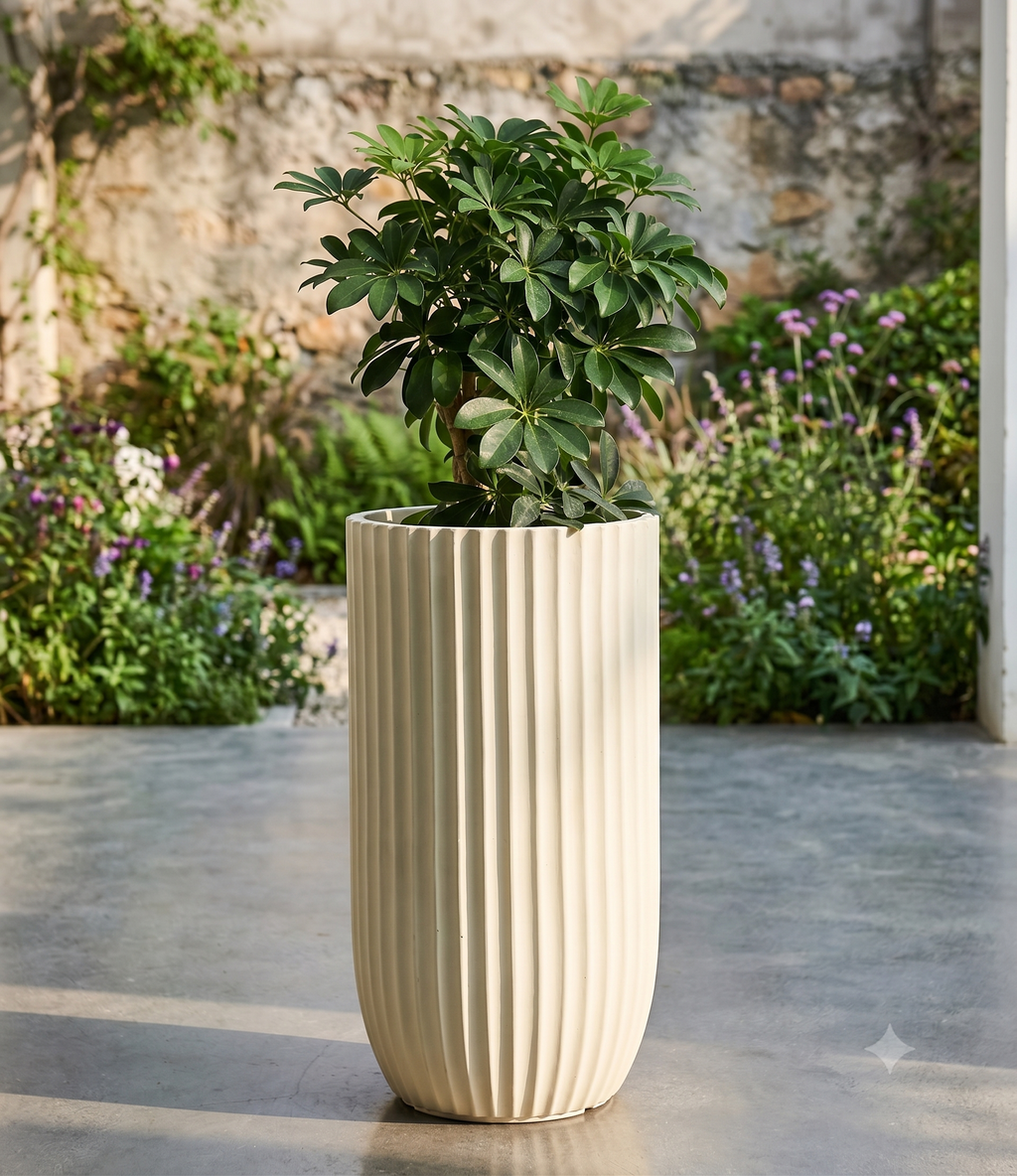 The Fluted Pillar Series | Tall White U-Shape Planters