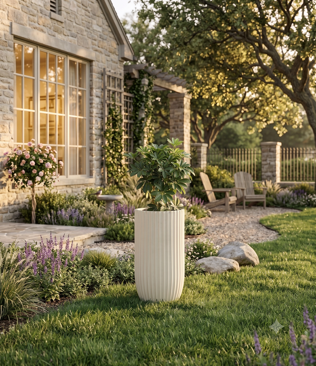 The Fluted Pillar Series | Tall White U-Shape Planters