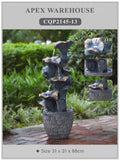 Tiered Flower Outdoor Waterfall Fountain with LED Lights