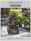 Tiered Rock Waterfall Outdoor Fountain with LED Lights