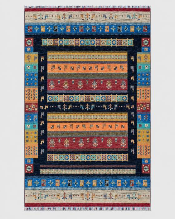 Handmade Bokhara Rug | Ivory Field with Brown & Gold Round Medallions | Wool Rug
