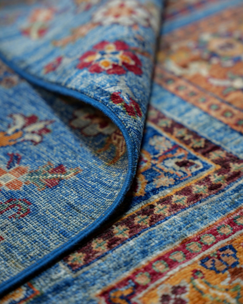 Handmade Panel Design Rug | Ivory Field with Multicolor Compartment Motifs | Wool Rug