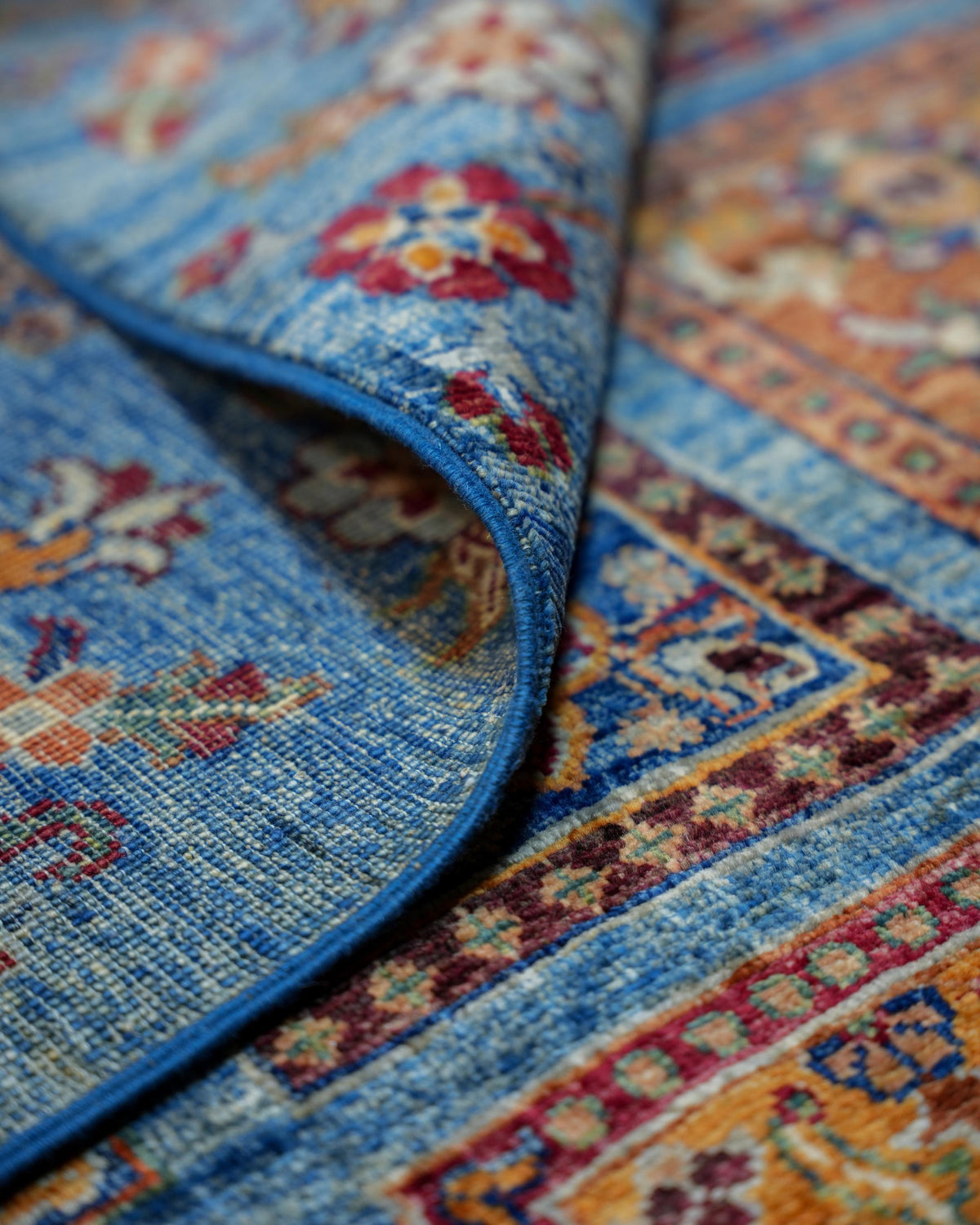 Handmade Panel Design Rug | Ivory Field with Multicolor Compartment Motifs | Wool Rug