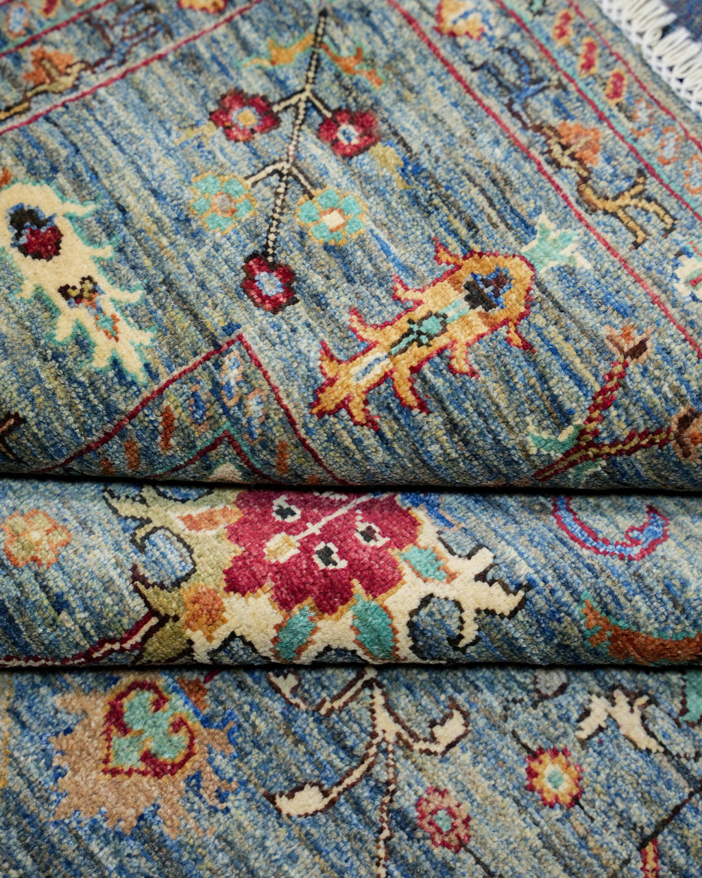 Handmade Baluch Rug | Burgundy & Navy Diamond Field with Floral Border | 100% Wool