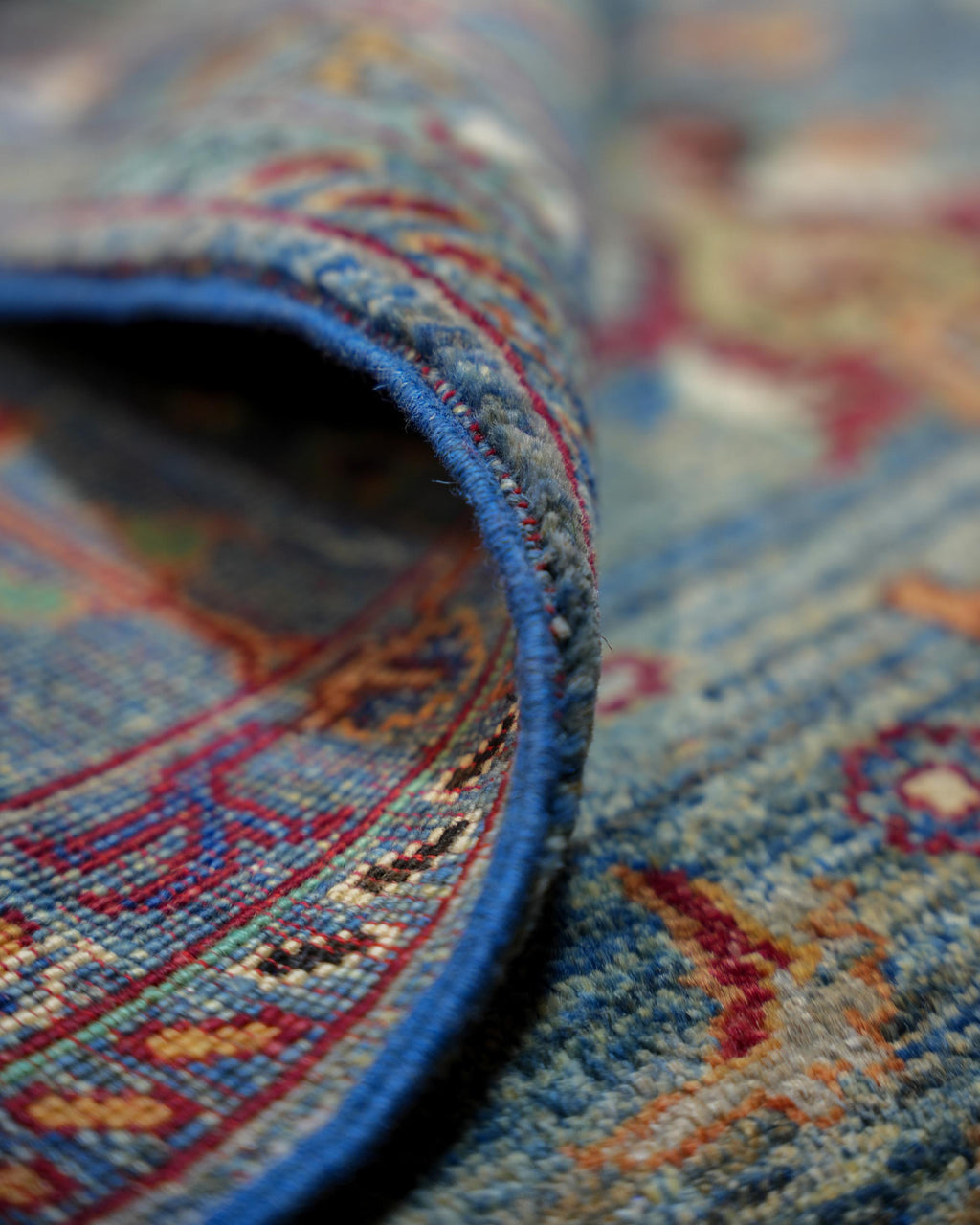 Handmade Baluch Rug | Burgundy & Navy Diamond Field with Floral Border | 100% Wool