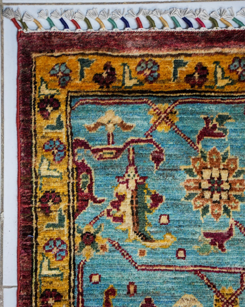 Handmade Baluch Rug | Navy Field with Red & Ivory Diamond Medallions | Wool Rug