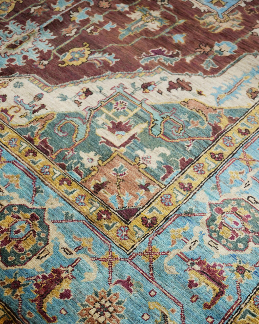 Handmade Baluch Rug | Navy Field with Red & Ivory Diamond Medallions | Wool Rug