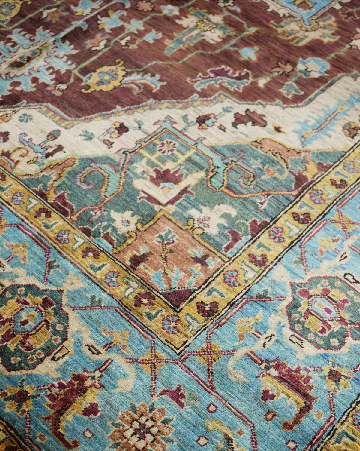 Handmade Baluch Rug | Navy Field with Red & Ivory Diamond Medallions | Wool Rug