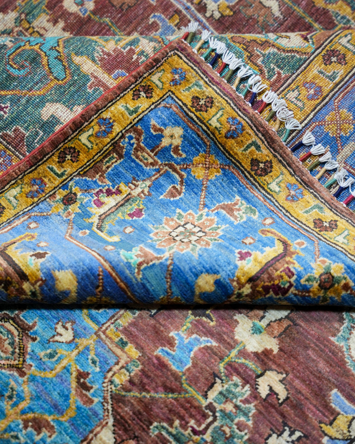 Handmade Baluch Rug | Navy Field with Red & Ivory Diamond Medallions | Wool Rug