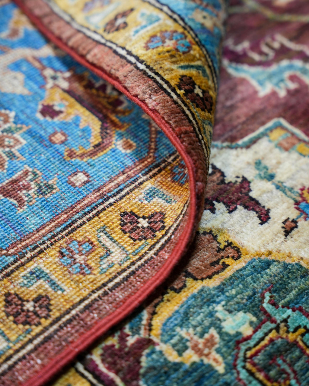 Handmade Baluch Rug | Navy Field with Red & Ivory Diamond Medallions | Wool Rug