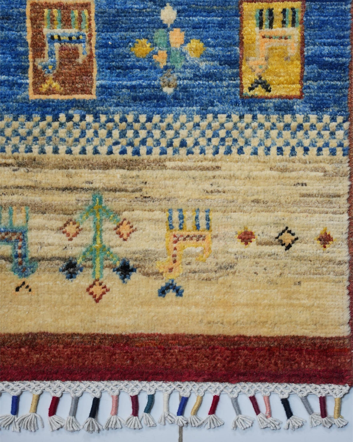 Handmade Bokhara Rug | Ivory Field with Brown & Gold Round Medallions | Wool Rug