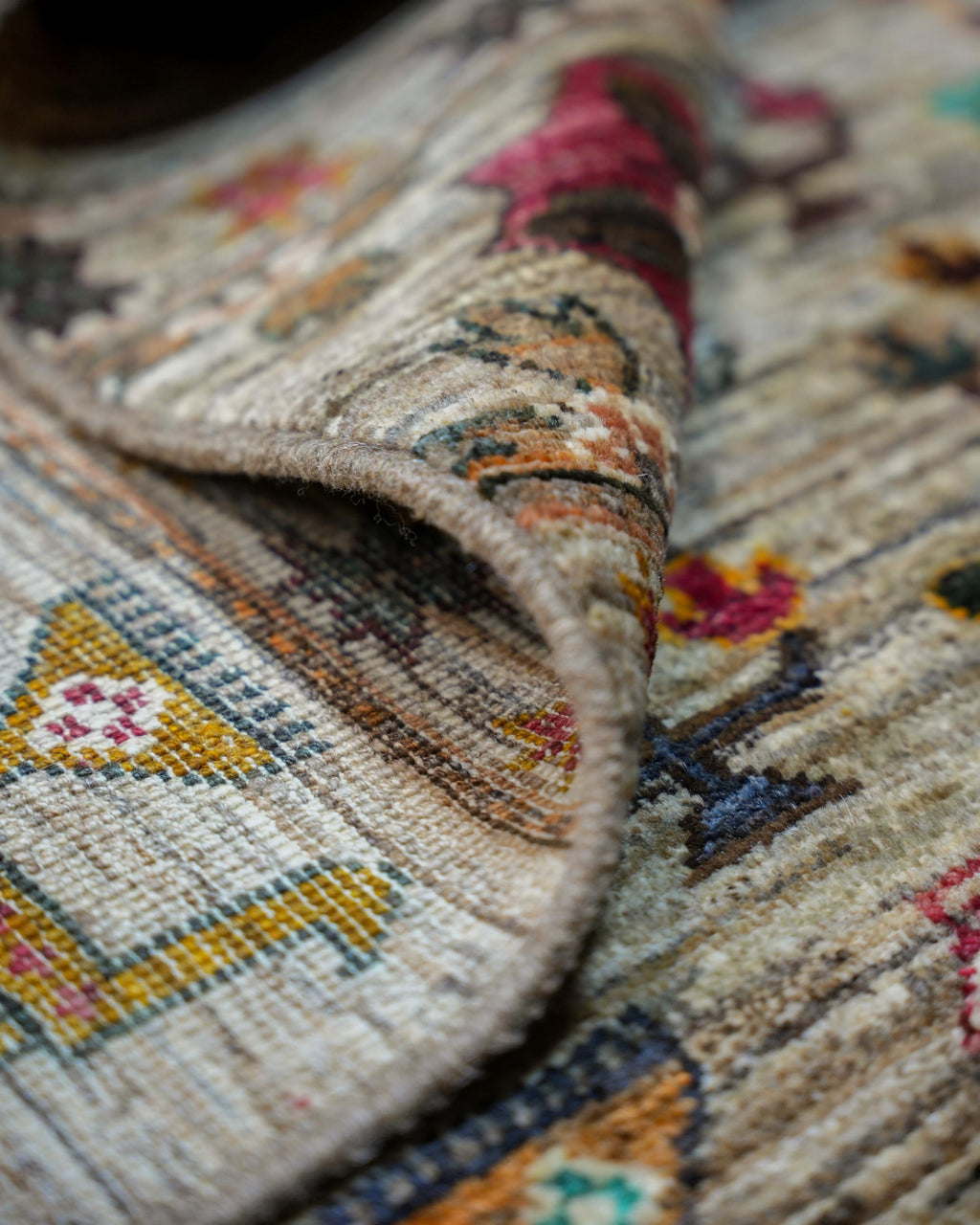Handmade Bokhara Rug | Navy Field with Gold, Red & Turquoise Guls | Wool Rug