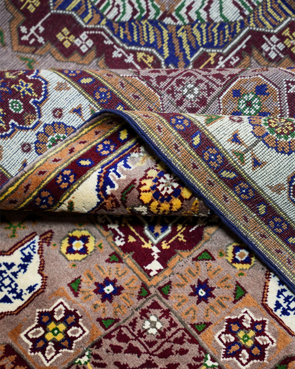 Handmade Baluch Rug | Navy & Burgundy Diamond Lattice | Wool Tribal Rug