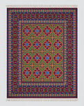 Handmade Bokhara Rug | Cream Field with Gold, Navy & Burgundy Diamond Medallions | Wool Rug