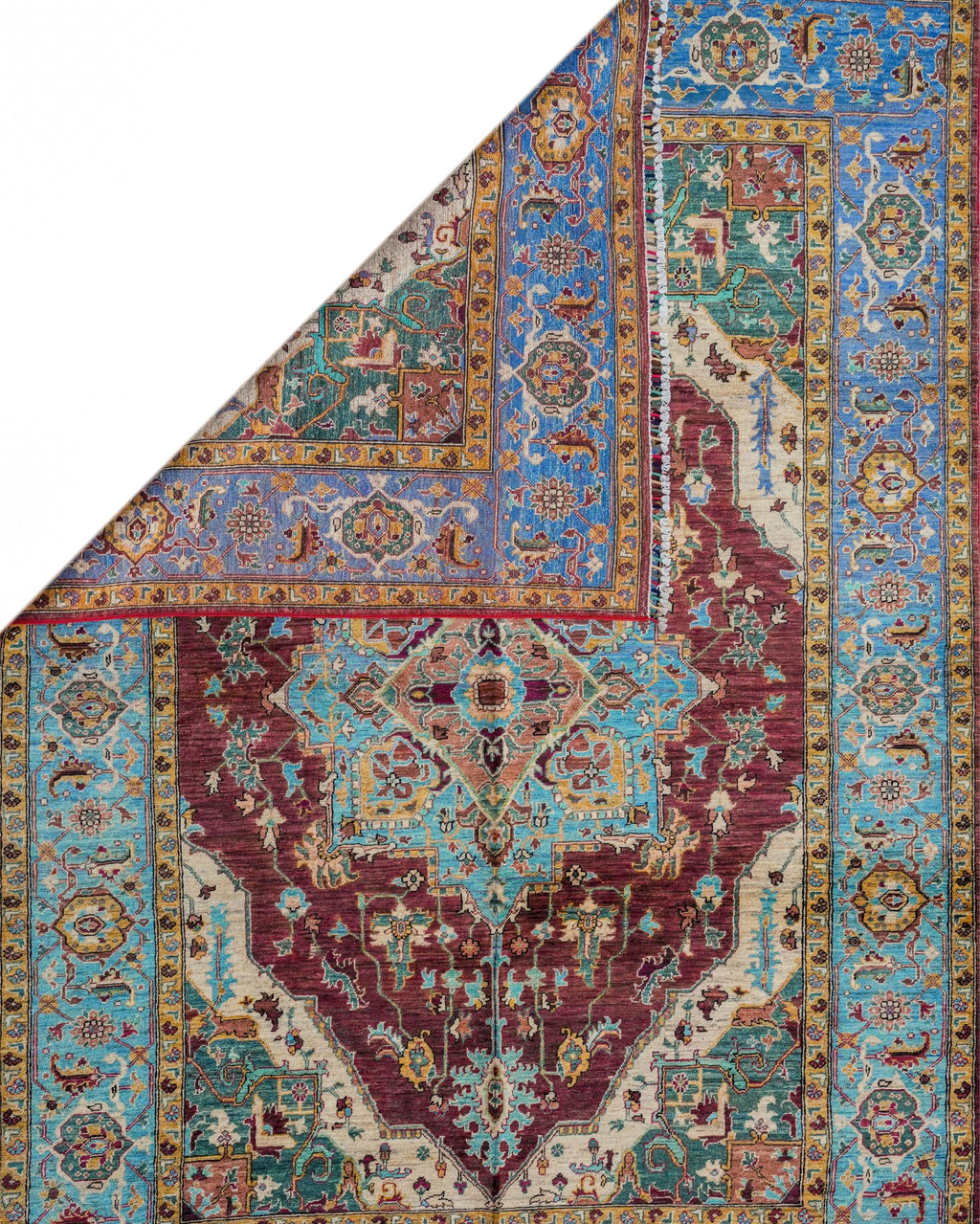 Handmade Baluch Rug | Navy Field with Red & Ivory Diamond Medallions | Wool Rug