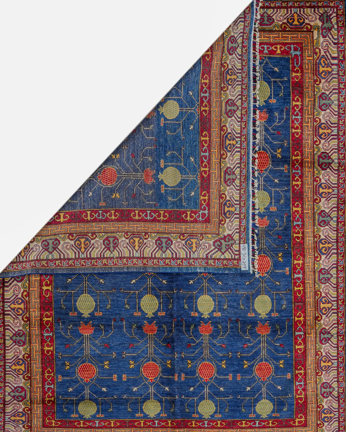Handmade Kazak Style Rug | Deep Red Field with Cream & Navy Star Medallions | Wool Rug