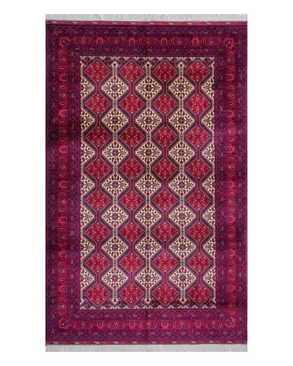 Handmade Bokhara Rug | Ivory Field with Brown & Gold Oval Medallions | Wool Rug