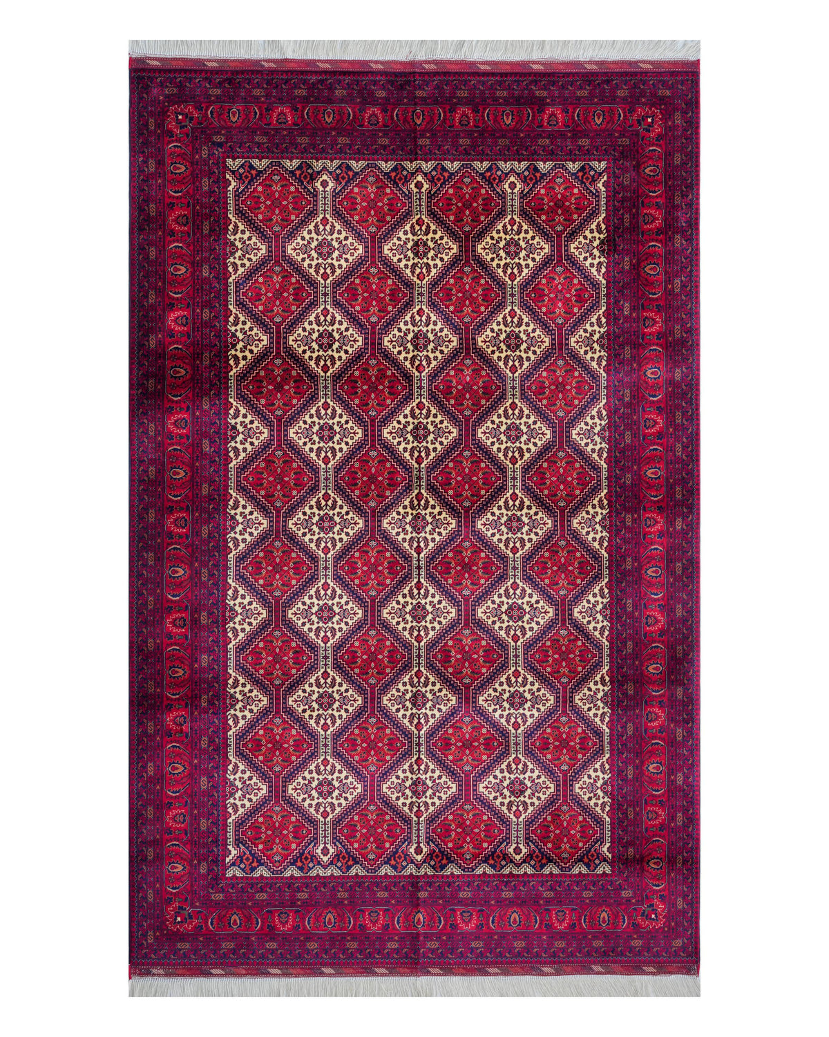 Handmade Bokhara Rug | Ivory Field with Brown & Gold Oval Medallions | Wool Rug