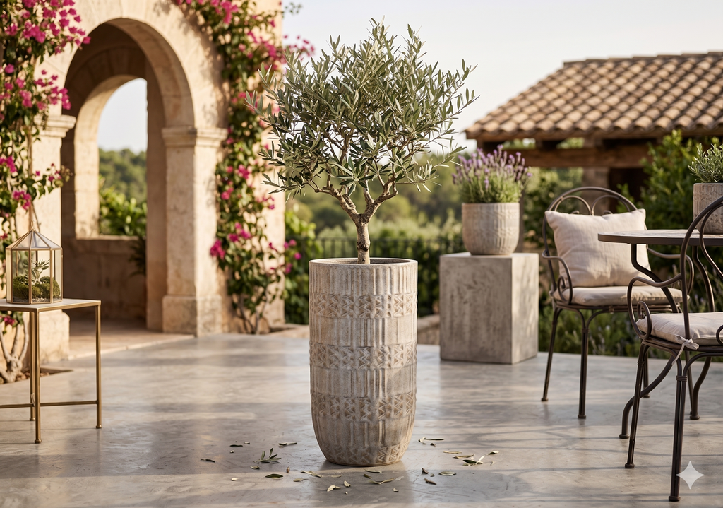 The Mosaic Series | Tall Geometric Textured U-Shape Planters