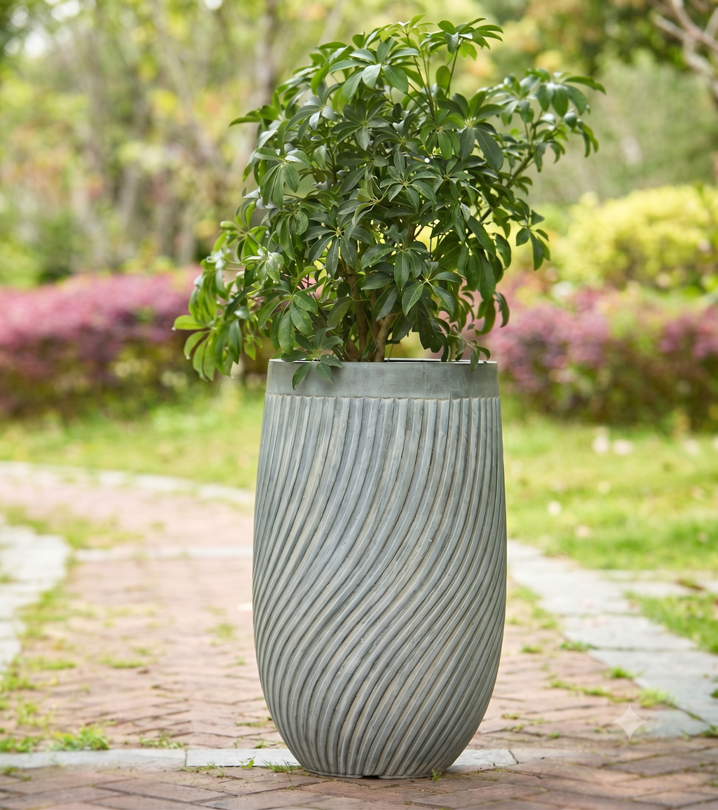 The Vortex Series | Spiral Textured Tall U-Shape Planters