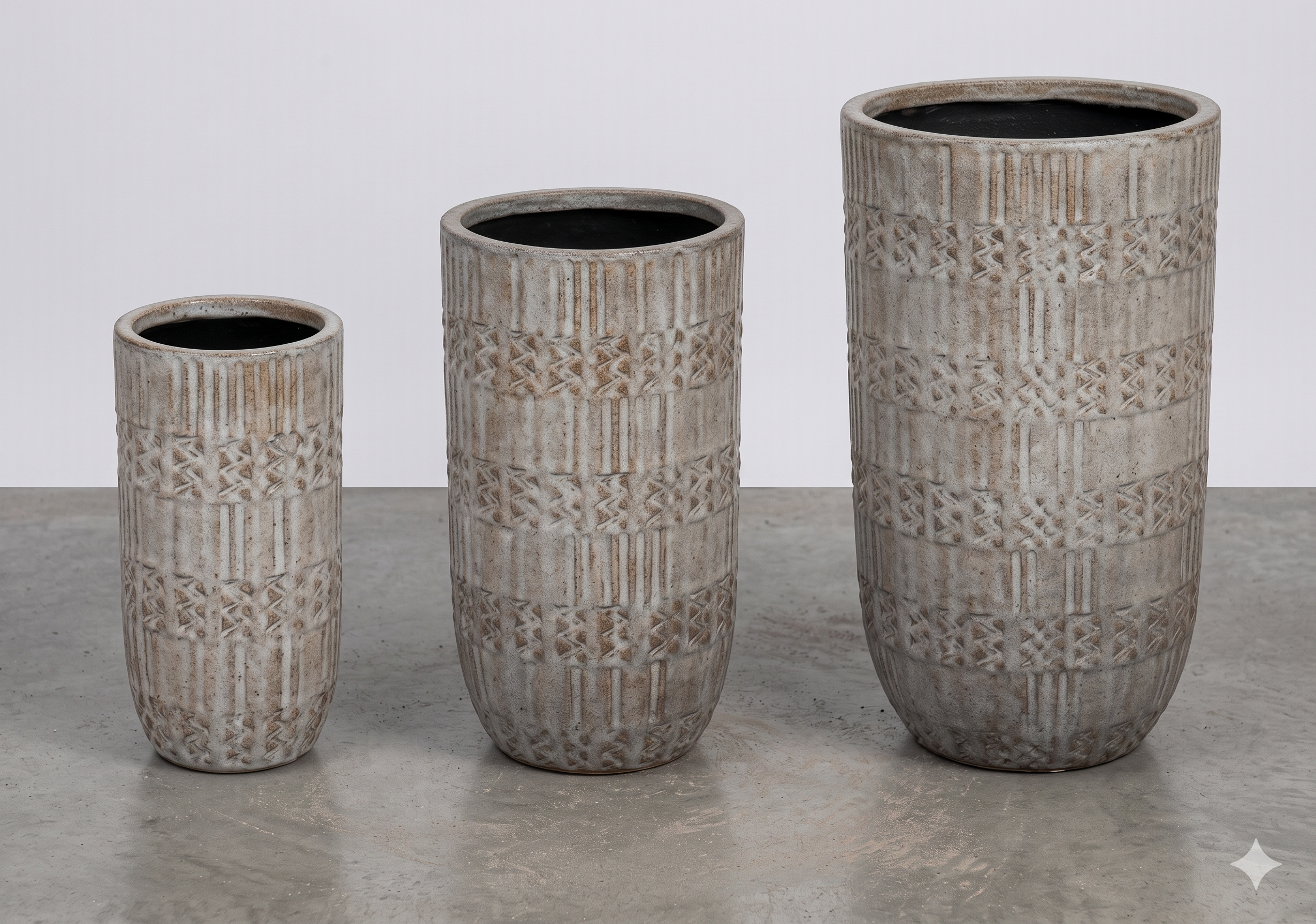The Mosaic Series | Tall Geometric Textured U-Shape Planters
