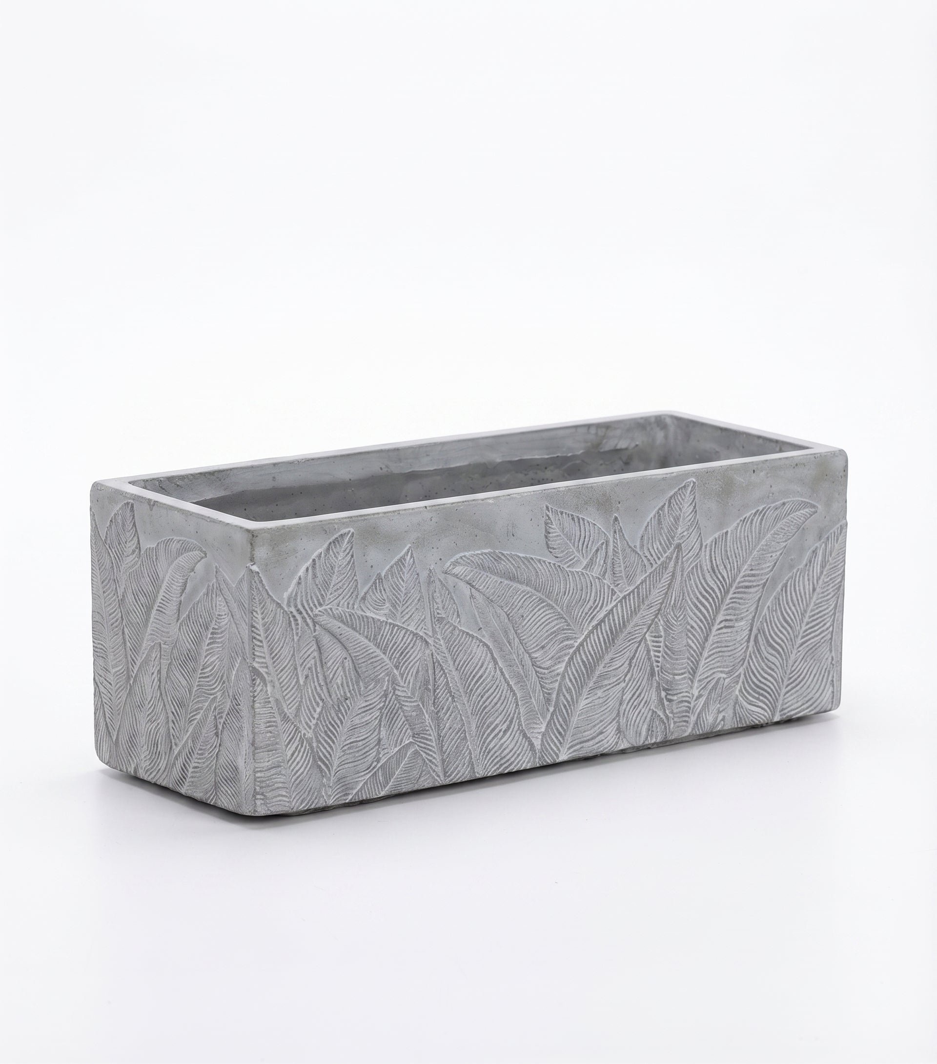 The Botanical Trough Series | Embossed Palm Leaf Rectangular Planters