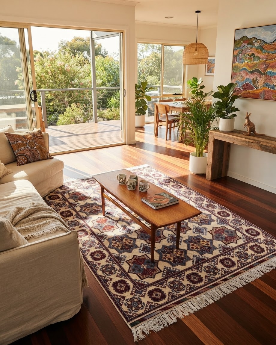 Handmade Bokhara Rug | Ivory Field with Navy & Gold Medallions | Wool Tribal Rug