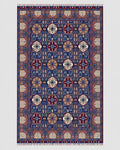Handmade Garden Panel Rug | Burgundy Field with Tree-of-Life Compartments | Wool Rug