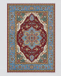 Handmade Baluch Rug | Navy Field with Red & Ivory Diamond Medallions | Wool Rug