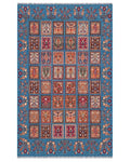 Handmade Panel Design Rug | Ivory Field with Multicolor Compartment Motifs | Wool Rug