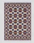 Handmade Bokhara Rug | Ivory Field with Navy & Gold Medallions | Wool Tribal Rug