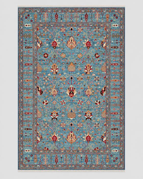 Handmade Baluch Rug | Burgundy & Navy Diamond Field with Floral Border | 100% Wool