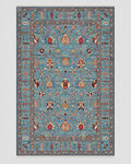 Handmade Baluch Rug | Burgundy & Navy Diamond Field with Floral Border | 100% Wool