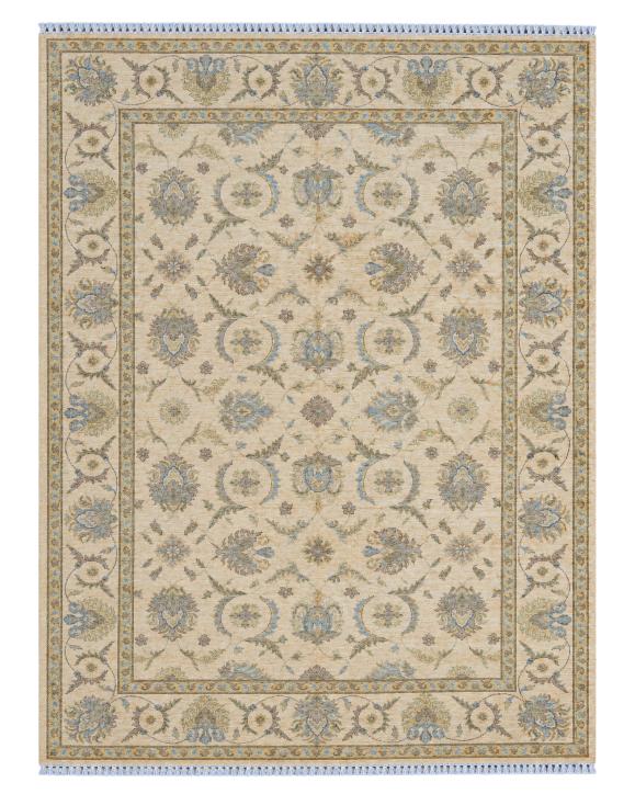 Handmade Afghan Silk-Touch Garden Rug | Burgundy Panel Design with Tree-of-Life Motifs | Wool Rug
