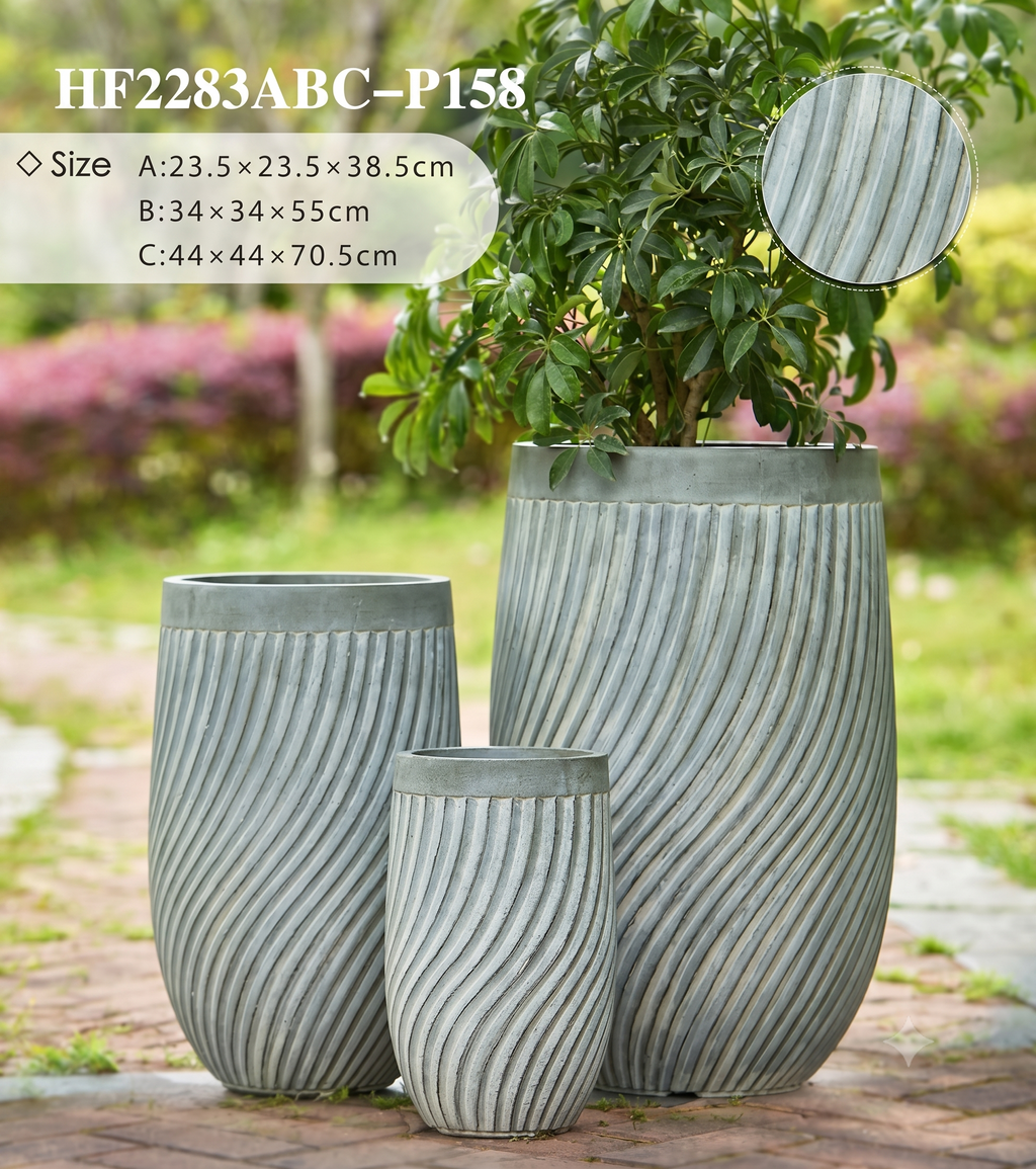The Vortex Series | Spiral Textured Tall U-Shape Planters