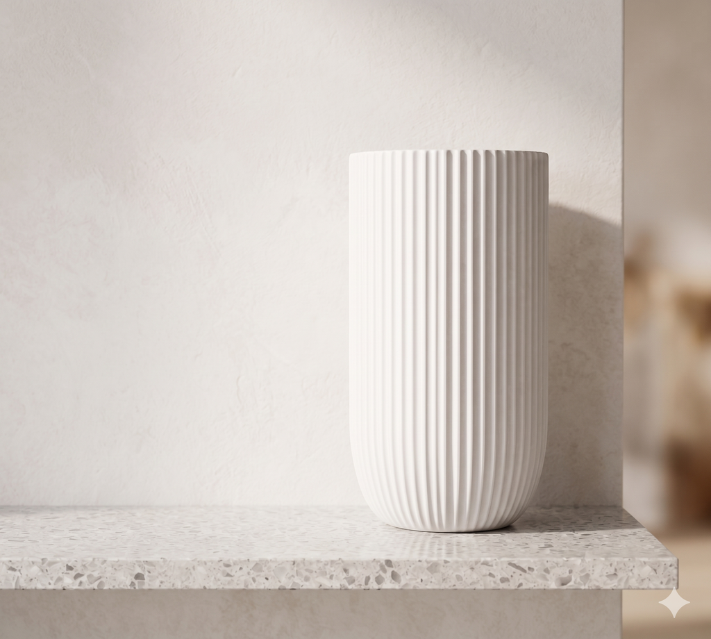 The Fluted Pillar Series | Tall White U-Shape Planters