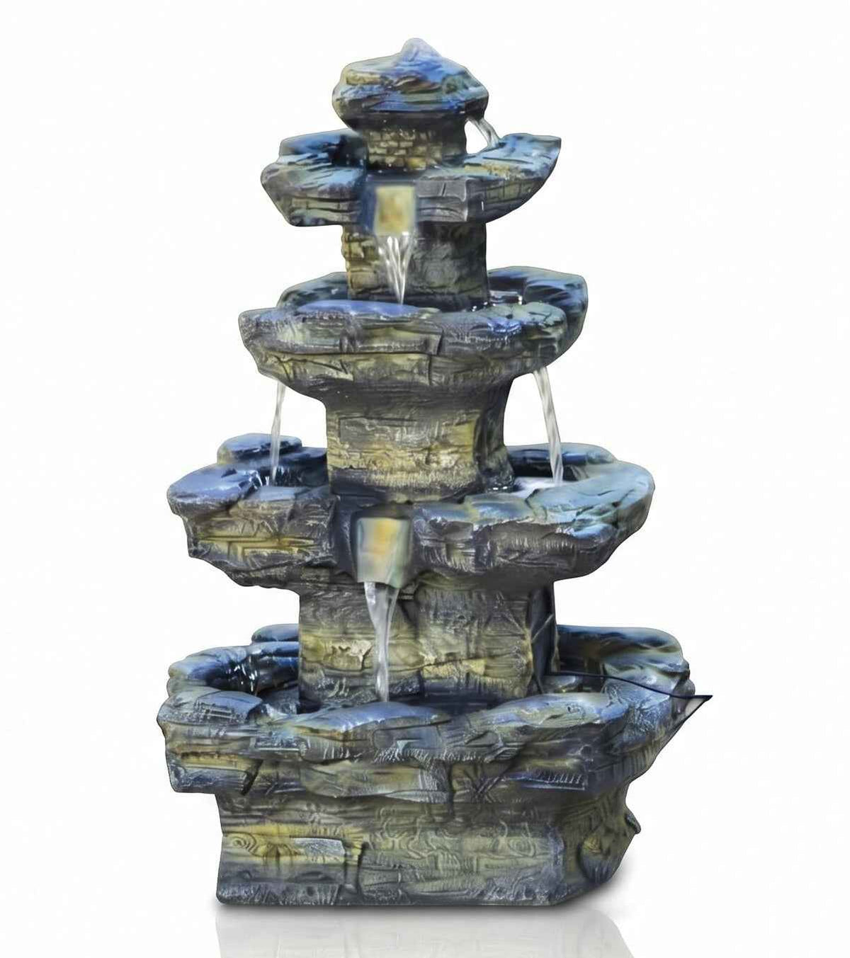 Four-Tier Outdoor Water Fountain with LED Lights