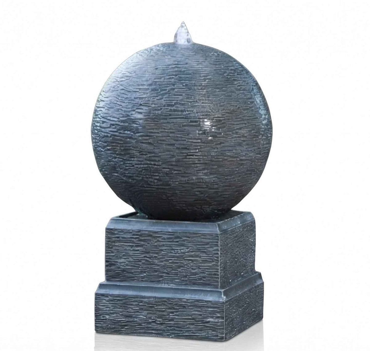 Round Sphere Water Fountain on Pedestal with LED Lights