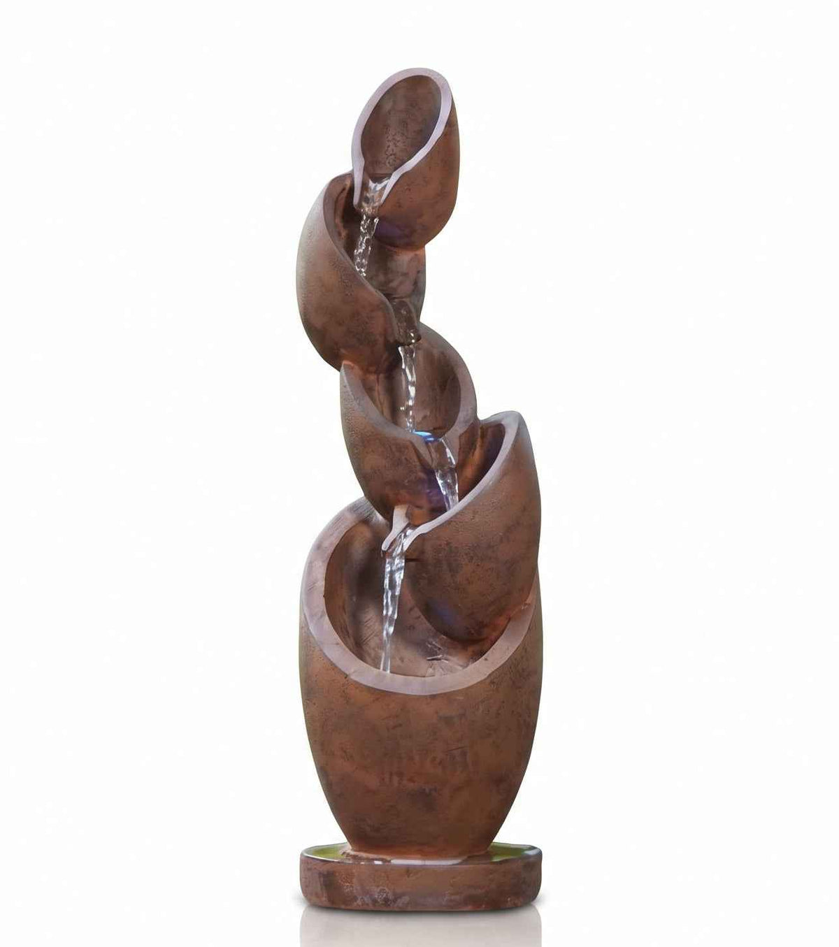 Tiered Tilted Pot Outdoor Waterfall Fountain with LED Lights